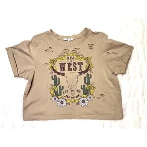 Women Small Wild West Distressed Crop Top | Love Peace & Lazy Days | Western